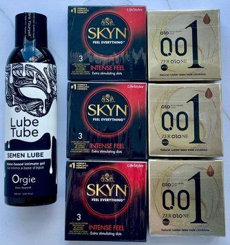 Набор 18 шт OLO Лед и Пламя 001 + Skyn ​​Intense Feel + Лубрикант SEMEN LUBE 150 мл Orgie SOS3835 фото
