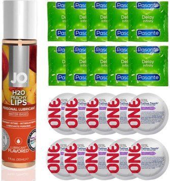 набор 20 шт Pasante + ONE + System JO H2O Peachy Lips (30 мл) SOS4672 фото