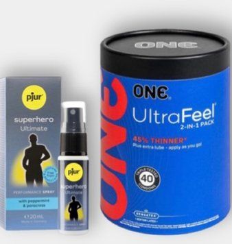 ONE Ultra Feel 40 шт - Пролонгатор pjur Superhero Ultimate Spray 20 мл SOS6273 фото