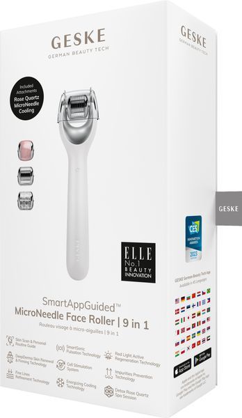 Электронный роллер для лица с микроиглами GESKE MicroNeedle Face Roller 9в1 white HB0194 фото