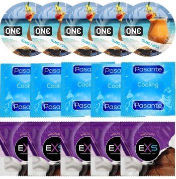 Набір 15 шт ONE Island Punch + Pasante Cooling + EXS Mixed Flavors Chocolate SOS7148 фото