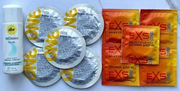 Набор One Super Studs 5 шт+EXS Delay 5 шт+Лубрикант Woman Nude 30 мл SOS3493 фото