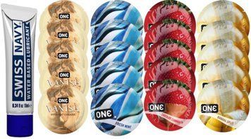 Набор из Swiss Navy Water-Based 10 мл + ONE Vanish + ONE Mint + ONEChocolateStrawberry + ONEBanana SOS8538 фото