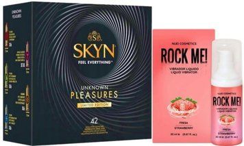 Набір з SKYN Pleasures (42 шт) + Рідкий вібратор ROCK ME! Strawberry (20 мл) від Nuei SOS10045 фото