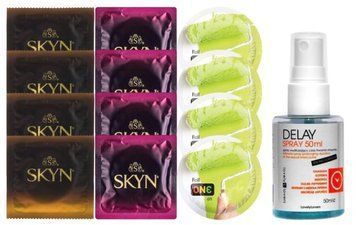 Комплект: Пролонгатор LOVELY LOVERS DELAY SPRAY 50 ML + 8 шт. SKYN + 4 шт. ONE Color SOS10867 фото