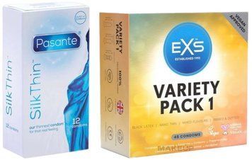 Набор с Pasante Silk Thin 12 шт + EXS Mixed Variety Pack 1, 48 штук SOS8111 фото