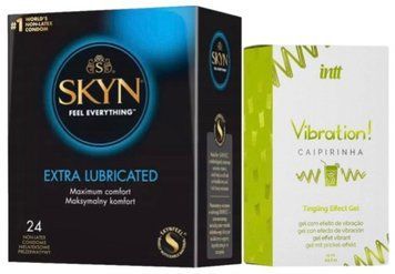 Набір з SKYN Extra Lube (24 шт) + Рідкий вібратор Intt Vibration Caipirinha (15 мл) SOS10095 фото
