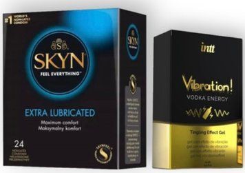 SKYN Extra Lube 24 шт + Intt Vibration Vodka (15 мл) SOS7048 фото