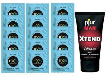 Комплект EXS Air Thin 15 шт+pjur MAN Xtend Cream SOS14775 фото