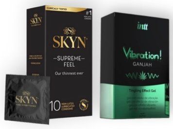Skyn Supreme Feel 10 шт + Intt Vibration Ganjah (15 мл) SOS7098 фото