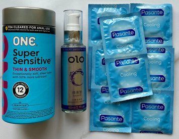 Комплект 22 шт ONE Super Sensitive - Pasante Cooling + Лубрикант "olo smooth" 60 мл - класична SOS1483 фото
