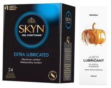 Комплект Лубрикант Satisfyer Juicy Playful Pumpkin 300 мл + SKYN Extra Lube 24 шт SOS12867 фото