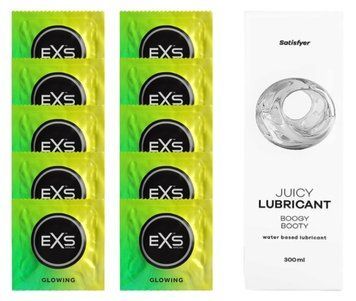 Набор: EXS Glow in the Dark 10 шт. + Лубрикант Satisfyer Boogy Booty 300 мл SOS11357 фото