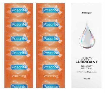 Комплект Pasante Warming 10шт. + Лубрикант Satisfyer Juicy Lubricant Naughty Neutral 300 мл SOS11598 фото
