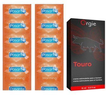 Комплект Pasante Warming 10 шт + Orgie TOURO Power Cream (15 мл) SOS14369 фото