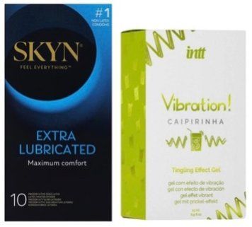 Набор из SKYN Extra Lube (10 шт) + Жидкий вибратор Intt Vibration Caipirinha (15 мл) SOS10195 фото