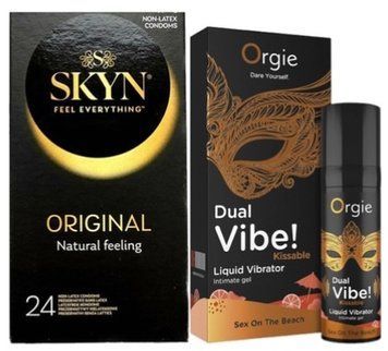 Набір з SKYN ORIGINAL 24 шт + Рідкий вібратор SEXY VIBE "Коктейль Секс на пляжі" DUAL VIBE! (15 мл) від Orgie  SOS9999 фото