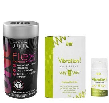 ONE Flex 10 шт + Жидкий вибратор Intt Vibration Caipirinha (15 мл) SOS6421 фото