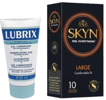 Набор из Лубрикант на водной основе Lubrix (50 мл) + SKYN Large 10 шт SOS8785 фото