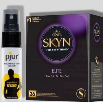 SKYN Elite, 36 шт + Пролонгатор pjur Superhero Spray 20 мл SOS5254 фото