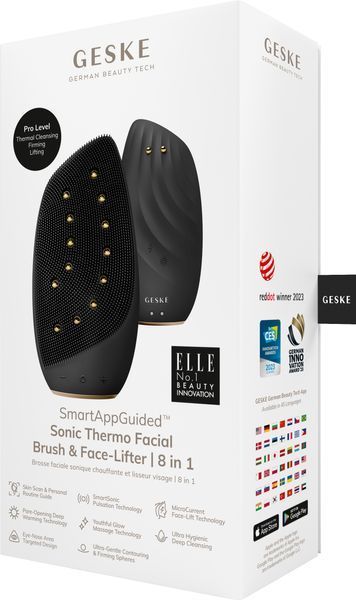 Очистительная щетка для лица GESKE Sonic Thermo Facial Brush&Face-Lifter 8в1 gray HB0086 фото
