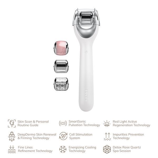 Электронный роллер для лица с микроиглами GESKE MicroNeedle Face Roller 9в1 white HB0194 фото