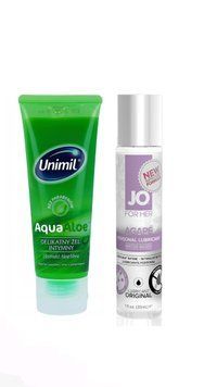 Набор лубрикантов Unimil Aloe 80 мл + System JO AGAPE ORIGINAL (30 мл) LB171 фото