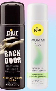 Набор лубрикантов pjur backdoor anal Relaxing jojoba silicone 30 мл + pjur Woman Aloe 100 мл LB809 фото