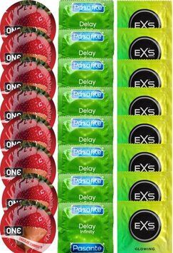 Набор 24 шт ONE Chocolate Strawberry + Delay Infinity + EXS Glow in the Dark SOS7511 фото