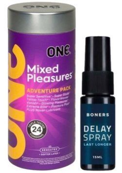 Набор из 24 шт ONE Mixed Pleasures + Пролонгатор Boners Delay Spray 15 мл SOS9354 фото