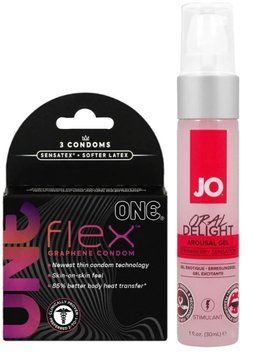 Комплект 3 шт ONE Flex + Гель System JO Oral Delight Strawberry Sensation (30 мл) SOS6148 фото