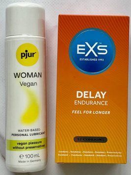 Комплект EXS Delay 12 шт. - Лубрикант pjur Vegan, 100 мл. SOS3258 фото