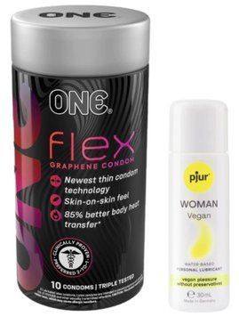 Комплект ONE Flex Graphene 10 штук + Pjur Woman Vegan 30 мл SOS12967 фото