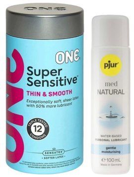 Набор ONE Super Sensitive Pack 12 шт. + Лубрикант Pjur MED Natural Glide 100 мл SOS13017 фото