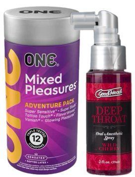 Комплект 12 шт ONE Mixed Pleasures + Спрей Doc Johnson GoodHead DeepThroat Spray Wild Cherry 59 мл SOS6106 фото