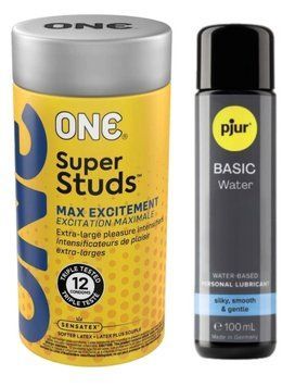 Комплект 12 шт ONE Super Studs + Pjur Basic Waterbased 100 мл SOS13116 фото
