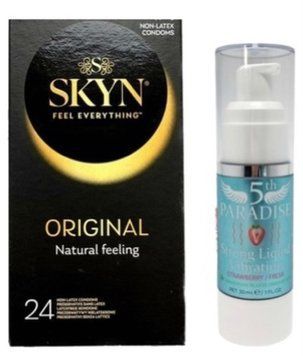Набір з SKYN ORIGINAL 24 шт + Рідкий вібратор 5th Paradise Liquid Vibrator &mdash; Полуниця (30 мл)  SOS9964 фото