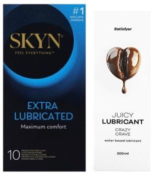 Комплект Лубрикант Satisfyer Juicy Crazy Crave 300 мл + SKYN Extra Lube 10 шт  SOS12882 фото