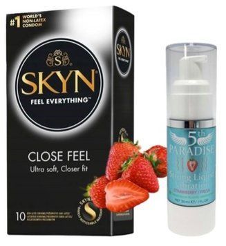 Набір з SKYN Close Feel (10 шт) +  рідкий вібратор 5th Paradise Liquid Vibrator &mdash; Полуниця (30 мл) SOS9764 фото