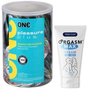 Набор из ONE Pleasure Plus, 100 шт + Пролонгатор Medica-Group Orgasm Max for Men - krem ​​50 ml SOS9110 фото