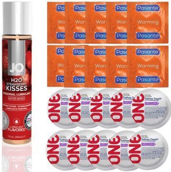 набор 20 шт Pasante + ONE + System JO H2O Strawberry Kiss (30 мл) SOS4637 фото