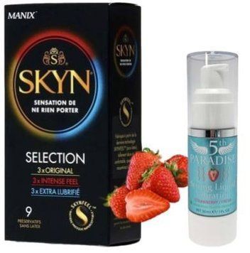 Набір з SKYN Selection (9 шт) + Рідкий вібратор потужний смак: полуниця, 30 мл 5th Paradise SOS9654 фото