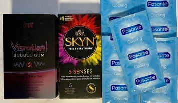 Комплект 15 шт SKYN 5 Senses - Pasante Cooling + Жидкий вибратор Intt Vibration Bubble Gum (15 мл) SOS1498 фото