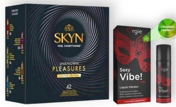 SKYN Pleasures, 42 шт + SEXY VIBE, 15 мл вібрація + зігріваючий ефект ORGIE SOS6926 фото