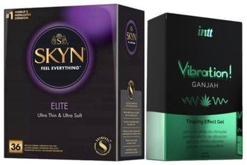 Набір з SKYN Elite 36 шт + Рідкий вібратор Intt Vibration Ganjah (15 мл) SOS10210 фото