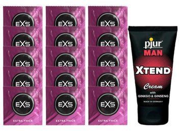 Комплект EXS Extra Thick 15 шт+pjur MAN Xtend Cream SOS14714 фото
