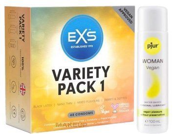 Набор EXS Variety pack 1 (48 шт) + pjur Woman Vegan 100 мл SOS13416 фото