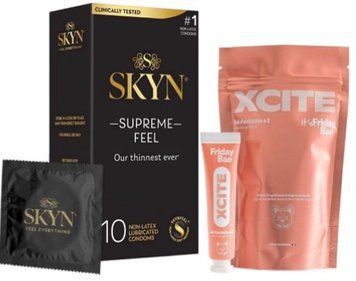 Набір з Skyn Supreme Feel 10 шт + Рідкий вібратор Friday Bae XCITE (15 мл)  SOS10260 фото