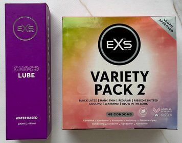 Комплект EXS Mixed Variety Pack 2, 48 шт + Лубрикант EXS Choco Lube Water Based 100 мл SOS3208 фото