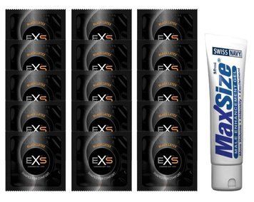 Комплект EXS Black Latex 15 шт + Swiss Navy Max Size Cream (10 мл)  SOS14625 фото